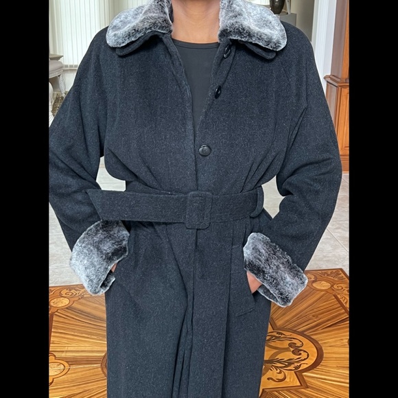 NWOT BARRAYA Wool/Cashmere Women’s Charcoal Gray Coat Sz 12 - Picture 3 of 11